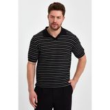 Cool Tarz Siyah Erkek Polo Yaka Çizgili Triko T-SHIRT-TRZ19124R03S - XL