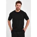 Cool Tarz Siyah Erkek Yarım Balıkçı Düz Triko T-SHIRT-TRZ19129R05S