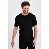 Cool Tarz Siyah Erkek Yuvarlak Yaka Örme T-SHIRT-TRZ10236R04L