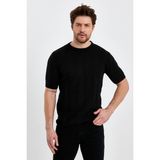 Cool Tarz Siyah Erkek Yuvarlak Yaka Örme T-SHIRT-TRZ10237R05M