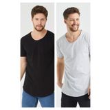 COOL TARZ Siyah-gri Erkek Regular/normal Kesim Pis Yaka Kısa Kollu T-shirt