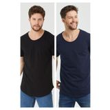 COOL TARZ Siyah-lacivert Erkek Regular/normal Kesim Pis Yaka Kısa Kollu T-shirt