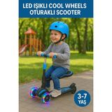 Cool Wheels 3 Tekerlekli Oturaklı Scooter 3-7 Yaş LED Işıklı Eğlenceli Tasarım Mavi
