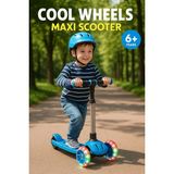 Cool Wheels LED Işıklı Maxi Scooter -Ekstra Sağlam Gövde- 3 Tekerlekli Gelişmiş Fren Sistemi 6+ Yaş - Mavi