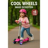 Cool Wheels LED Işıklı Maxi Scooter -Ekstra Sağlam Gövde- 3 Tekerlekli Gelişmiş Fren Sistemi 6+ Yaş - Pembe
