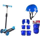 Cool Wheels Mavi LED Işıklı 3 Tekerlekli Çocuk Scooter 5 - 7 Yaş İçin Kasklı Full Set