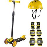 Cool Wheels Sarı Twist Işıklı Scooter Kask Seti 6-9 Yaş İçin 3 Tekerlekli Güvenli Eğlence