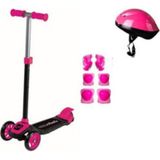 Cool Wheels Twıst 3 Tekerlekli Scooter Kasklı Koruyucu Setli Pembe - Çok Renkli - Genel