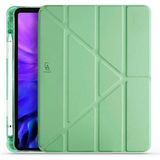 Coolacs Apple iPad Air 11 Inç (A2902-A2903-A2904) 2024 Uyumlu Kılıf 3 Farklı Stand Kalemlikli Tablet Kılıfı - Açık Yeşil