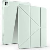 Coolacs Apple iPad Air 13 Inç 2024 (A2898-A2899) Uyumlu Kılıf 3 Farklı Stand Kalemlikli Tri Folding Tablet Kılıfı - Açık Yeşil