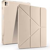 Coolacs Apple iPad Air 13 Inç 2024 (A2898-A2899) Uyumlu Kılıf 3 Farklı Stand Kalemlikli Tri Folding Tablet Kılıfı - Gold