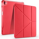 Coolacs Apple iPad Air 13 Inç 2024 (A2898-A2899) Uyumlu Kılıf 3 Farklı Stand Kalemlikli Tri Folding Tablet Kılıfı - Kırmızı