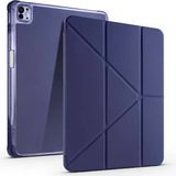 Coolacs Apple iPad Air 13 Inç 2024 (A2898-A2899) Uyumlu Kılıf 3 Farklı Stand Kalemlikli Tri Folding Tablet Kılıfı - Lacivert