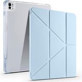 Coolacs Apple iPad Air 13 Inç 2024 (A2898-A2899) Uyumlu Kılıf 3 Farklı Stand Kalemlikli Tri Folding Tablet Kılıfı - Mavi