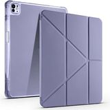 Coolacs Apple iPad Air 13 Inç 2024 (A2898-A2899) Uyumlu Kılıf 3 Farklı Stand Kalemlikli Tri Folding Tablet Kılıfı - Mor