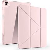Coolacs Apple iPad Air 13 Inç 2024 (A2898-A2899) Uyumlu Kılıf 3 Farklı Stand Kalemlikli Tri Folding Tablet Kılıfı - Rose Gold