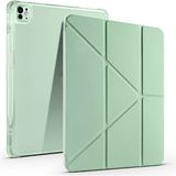 Coolacs Apple iPad Air 13 Inç 2024 (A2898-A2899) Uyumlu Kılıf 3 Farklı Stand Kalemlikli Tri Folding Tablet Kılıfı - Yeşil
