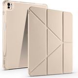 Coolacs Apple iPad Pro 13 Inç 2024 M4 (A2925-A2926) Uyumlu Kılıf 3 Farklı Stand Kalemlikli Tri Folding Tablet Kılıfı - Gold - iPad Pro 13 inç 2024 (M4)