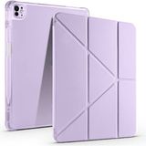 Coolacs Apple iPad Pro 13 Inç 2024 M4 (A2925-A2926) Uyumlu Kılıf 3 Farklı Stand Kalemlikli Tri Folding Tablet Kılıfı - Lila - iPad Pro 13 inç 2024 (M4)