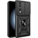 Coolacs Honor 70 ile Uyumlu Kılıf Magnetik Standlı Kamera Korumalı Sürgülü Kapak - Siyah