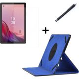 Coolacs Lenovo Tab M9 9 Inç Uyumlu Dönebilen Lastikli Tablet Kılıfı Nano Ekran Koruyucu ve Kalem Seti - Saks Mavi