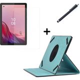 Coolacs Lenovo Tab M9 9 Inç Uyumlu Dönebilen Lastikli Tablet Kılıfı Nano Ekran Koruyucu ve Kalem Seti - Turkuaz