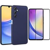 Coolacs Samsung Galaxy A35 ile Uyumlu Telefon Kılıfı ve 5d Tam Kaplayan Cam Ekran Koruyucu - Lacivert - Galaxy A35 5G
