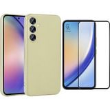 Coolacs Samsung Galaxy A55 5g ile Uyumlu Telefon Kılıfı ve 5d Tam Kaplayan Cam Ekran Koruyucu - Gold