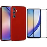 Coolacs Samsung Galaxy A55 5g ile Uyumlu Telefon Kılıfı ve 5d Tam Kaplayan Cam Ekran Koruyucu - Kırmızı