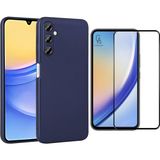 Coolacs Samsung Galaxy A55 5g ile Uyumlu Telefon Kılıfı ve 5d Tam Kaplayan Cam Ekran Koruyucu - Lacivert