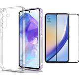 Coolacs Samsung Galaxy A55 5g ile Uyumlu Telefon Kılıfı ve 5d Tam Kaplayan Cam Ekran Koruyucu - Şeffaf
