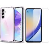 Coolacs Samsung Galaxy A55 Uyumlu Köşe Dolgulu Anti Shock Telefon Kılıfı ve Kırılmaz Cam Ekran Koruyucu - Galaxy A55 5G - Şeffaf