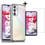 Coolacs Samsung Galaxy M34 5g Uyumlu Kılıf Esnek Silikon Telefon Kılıfı ve Temperli Cam Ekran Koruyucu - Şeffaf