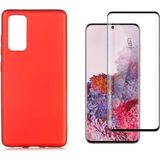 Coolacs Samsung Galaxy S20 Fe ile Uyumlu Telefon Kılıfı ve 5d Tam Kaplayan Cam Ekran Koruyucu - Kırmızı