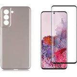 Coolacs Samsung Galaxy S21 Fe ile Uyumlu Telefon Kılıfı ve 5d Tam Kaplayan Cam Ekran Koruyucu - Gold