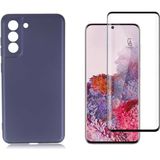 Coolacs Samsung Galaxy S21 Fe ile Uyumlu Telefon Kılıfı ve 5d Tam Kaplayan Cam Ekran Koruyucu - Lacivert