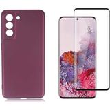 Coolacs Samsung Galaxy S21 Fe ile Uyumlu Telefon Kılıfı ve 5d Tam Kaplayan Cam Ekran Koruyucu - Mürdüm