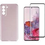 Coolacs Samsung Galaxy S21 Fe ile Uyumlu Telefon Kılıfı ve 5d Tam Kaplayan Cam Ekran Koruyucu - Rose Gold