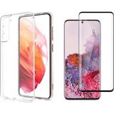 Coolacs Samsung Galaxy S21 Fe ile Uyumlu Telefon Kılıfı ve 5d Tam Kaplayan Cam Ekran Koruyucu - Saydam