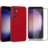 Coolacs Samsung Galaxy S23 Fe ile Uyumlu Soft Yumuşak Telefon Kılıfı ve 5d Tam Kaplayan Cam Ekran Koruyucu - Kırmızı