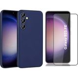 Coolacs Samsung Galaxy S23 Fe ile Uyumlu Soft Yumuşak Telefon Kılıfı ve 5d Tam Kaplayan Cam Ekran Koruyucu - Lacivert