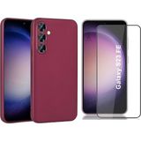 Coolacs Samsung Galaxy S23 Fe ile Uyumlu Soft Yumuşak Telefon Kılıfı ve 5d Tam Kaplayan Cam Ekran Koruyucu - Mürdüm