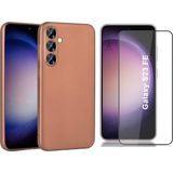 Coolacs Samsung Galaxy S23 Fe ile Uyumlu Soft Yumuşak Telefon Kılıfı ve 5d Tam Kaplayan Cam Ekran Koruyucu - Rose Gold