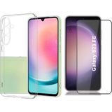 Coolacs Samsung Galaxy S23 Fe ile Uyumlu Soft Yumuşak Telefon Kılıfı ve 5d Tam Kaplayan Cam Ekran Koruyucu - Şeffaf