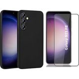 Coolacs Samsung Galaxy S23 Fe ile Uyumlu Soft Yumuşak Telefon Kılıfı ve 5d Tam Kaplayan Cam Ekran Koruyucu - Siyah