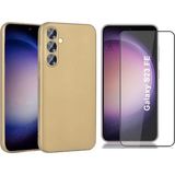 Coolacs Samsung Galaxy S23 Fe ile Uyumlu Telefon Kılıfı ve 5d Tam Kaplayan Cam Ekran Koruyucu - Gold