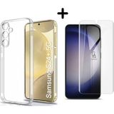 Coolacs Samsung Galaxy S24 Plus Uyumlu Kılıf Esnek Silikon Telefon Kılıfı ve Temperli Cam Ekran Koruyucu - Şeffaf