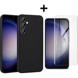 Coolacs Samsung Galaxy S24 Plus Uyumlu Kılıf Esnek Silikon Telefon Kılıfı ve Temperli Cam Ekran Koruyucu - Siyah