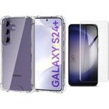 Coolacs Samsung Galaxy S24 Plus Uyumlu Köşe Dolgulu Anti Shock Telefon Kılıfı ve Kırılmaz Cam Ekran Koruyucu - Şeffaf