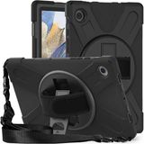 Coolacs Samsung Galaxy Tab A8 SM-X200 ile Uyumlu Yüksek Korumalı Askı Kayışlı Tablet Silikon Kılıf - Siyah